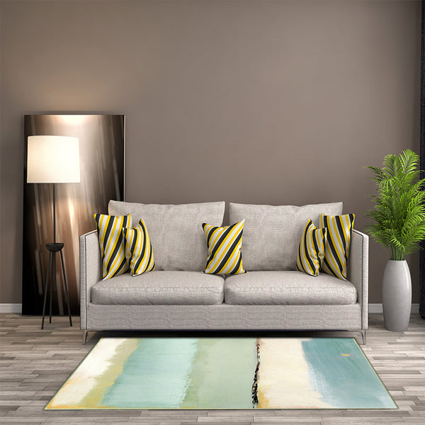 Slaapkamer tapijt – Modern abstract kleurblokpatroon – Wasbaar polyester vloerkleed