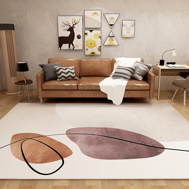 Zitkamer tapijt – Abstract design met kleurblokken – Synthetisch, anti-slip, machinewasbaar