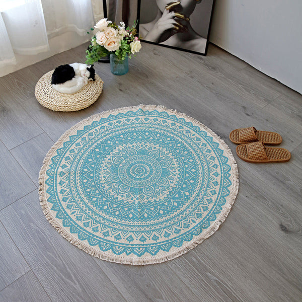 Slaapkamer tapijt – Wasbaar mandala ontwerp – Katoenen multicolor gebied tapijt