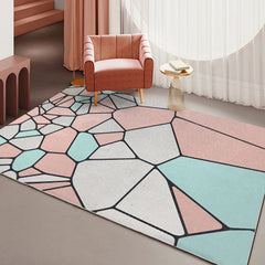 Multicolor patroon tapijt – Vlekbestendig, wasbaar, niet-slip – Polyester, Nordic-stijl