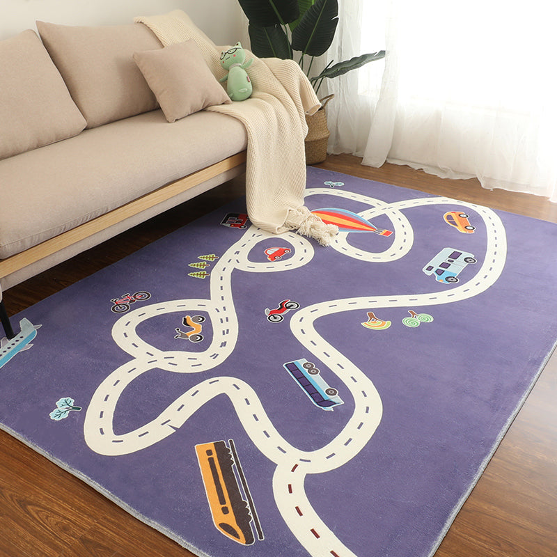 Vloerkleed kinderkamer – Auto patroon – Katoen mengsel, non-slip, gemakkelijk te onderhouden