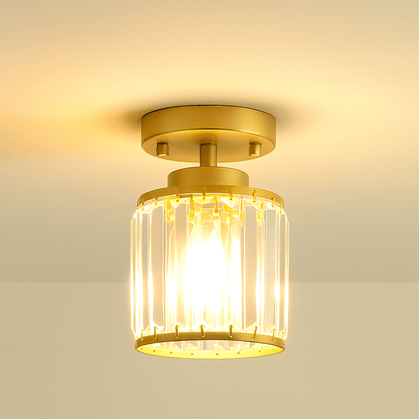 Hanglamp – Moderne halfronde kristalontwerp – Elegante halogeenverlichting voor gang