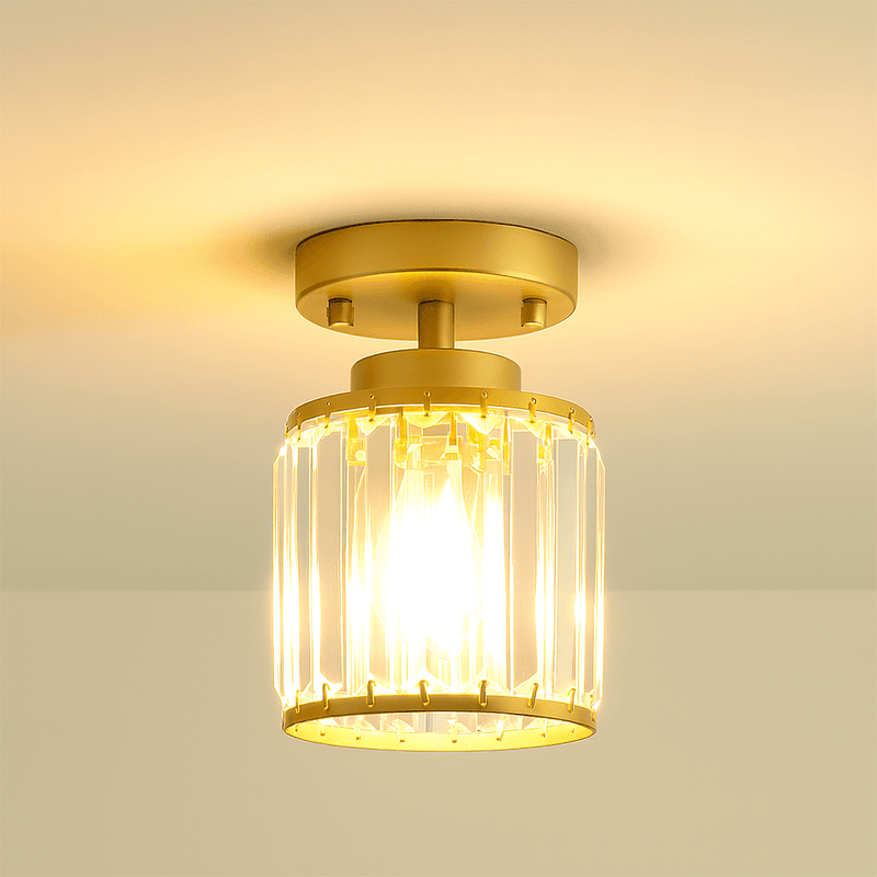 Hanglamp – Moderne halfronde kristalontwerp – Elegante halogeenverlichting voor gang