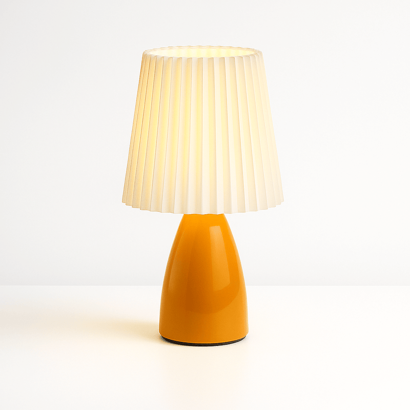 Tafellamp – Mid-Century Design – Plissé Kap & LED Verlichting