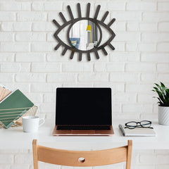 Eye Shaped Wall Mirror | Boho Artistic Design for Entryway & Bathroom | Wall Mounted Home Décor - POUEV