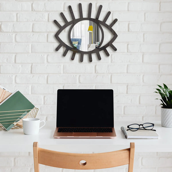 Eye Shaped Wall Mirror | Boho Artistic Design for Entryway & Bathroom | Wall Mounted Home Décor - POUEV