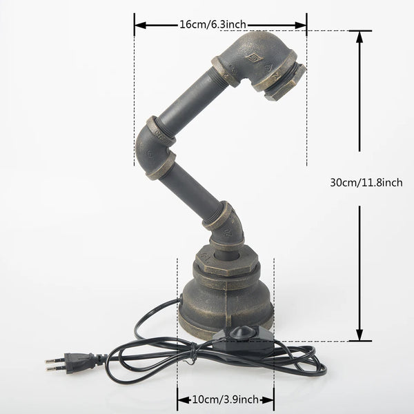Creative Iron Lamp Water Pipe Lighting | Industrial Desk Lamp - POUEV
