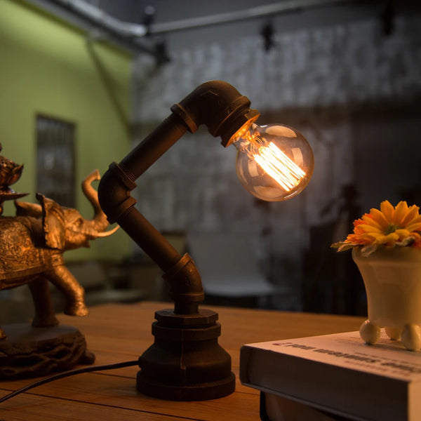 Creative Iron Lamp Water Pipe Lighting | Industrial Desk Lamp - POUEV