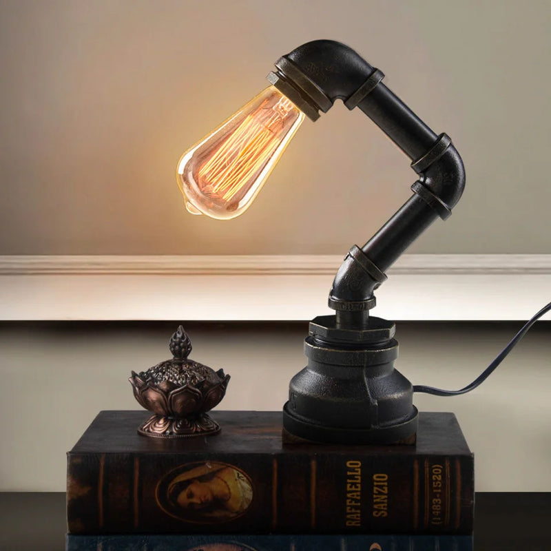 Creative Iron Lamp Water Pipe Lighting | Industrial Desk Lamp - POUEV
