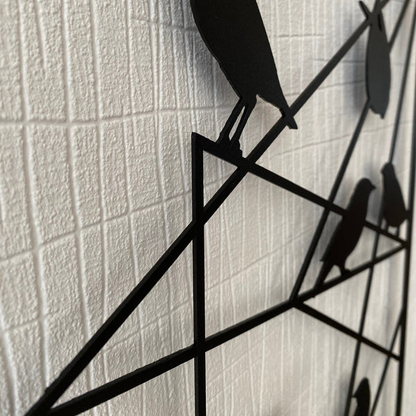Metalen wanddecoratie – Vogels op draad – Duurzaam ontwerp, geschikt voor binnen- en buitengebruik - POUEV