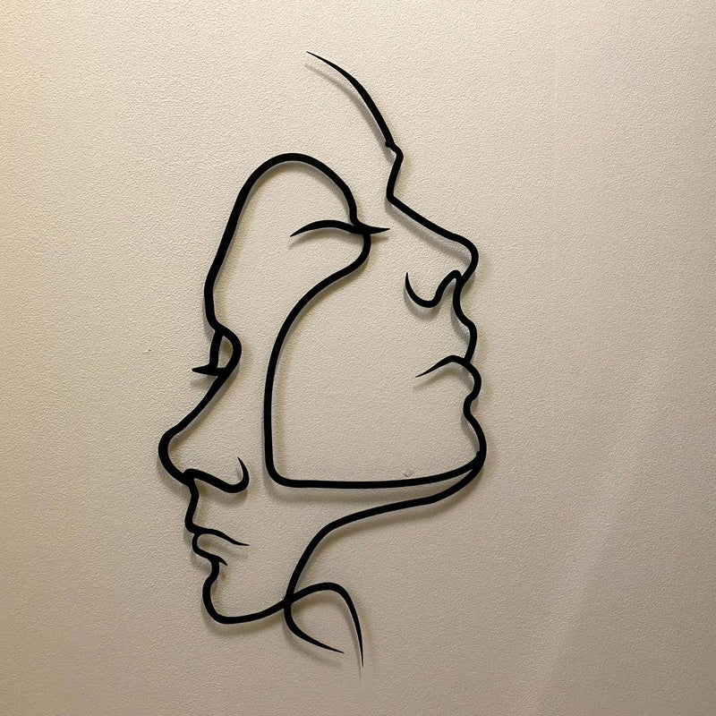 Metalen wanddecoratie – Twee Gezichten Design – Duurzaam Materiaal, Uniek Kunstwerk - POUEV