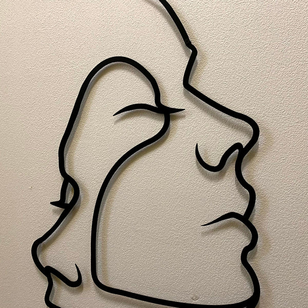 Metalen wanddecoratie – Twee Gezichten Design – Duurzaam Materiaal, Uniek Kunstwerk - POUEV