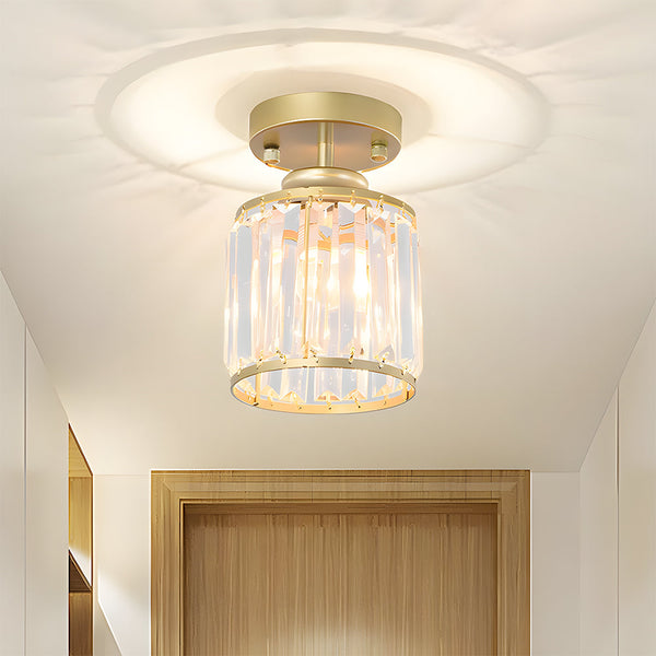 Hanglamp – Moderne halfronde kristalontwerp – Elegante halogeenverlichting voor gang