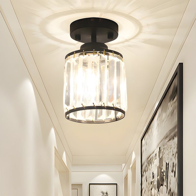 Hanglamp – Moderne halfronde kristalontwerp – Elegante halogeenverlichting voor gang