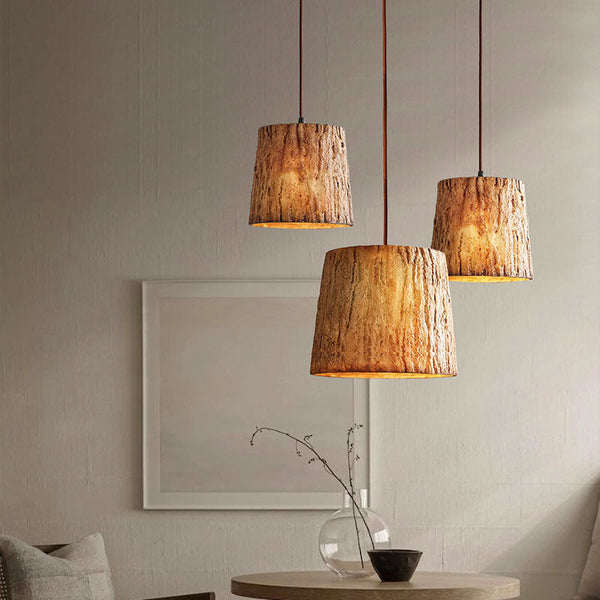Hanglamp – Rustieke stijl – Houten blok, natuurlijk houtontwerp
