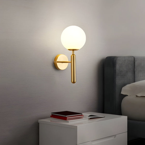 Wandlamp – LED met glanzende bol – Koper, voor interieurdecoratie