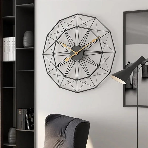 50cm Geometric Industrial Iron Wall Clock | Vintage Modern Office & Living Room Decoration