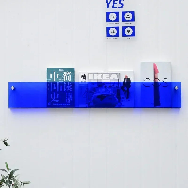 Transparent Acrylic Wall Shelf | Magazine & Book Storage Rack - POUEV