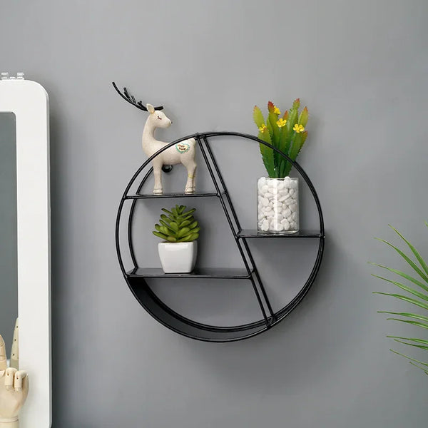 Wall-Mounted Circular Floating Shelf | Decorative Nordic Storage Rack for Plants & Décor - POUEV