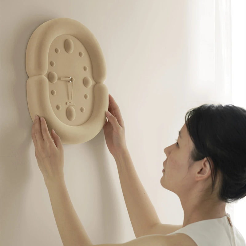 Korean Style 3D Suede Wall Clock | Elegant & Modern Home Décor