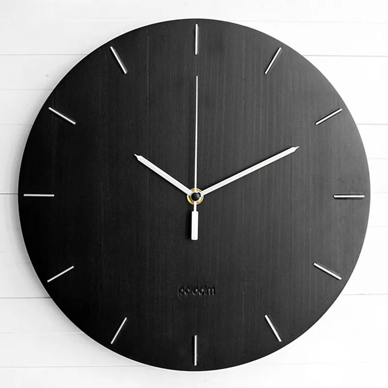 Modern Round Wooden Wall Clock | Silent Non-Ticking Quartz Clock for Home & Office