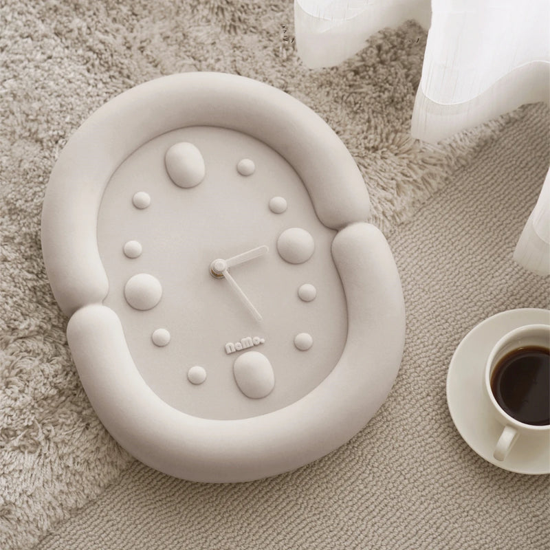 Korean Style 3D Suede Wall Clock | Elegant & Modern Home Décor