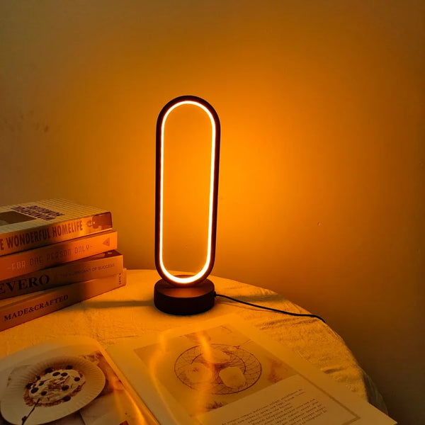 Modern LED Ring Lamp | Three-Color Dimmable Bedside Night Light - POUEV