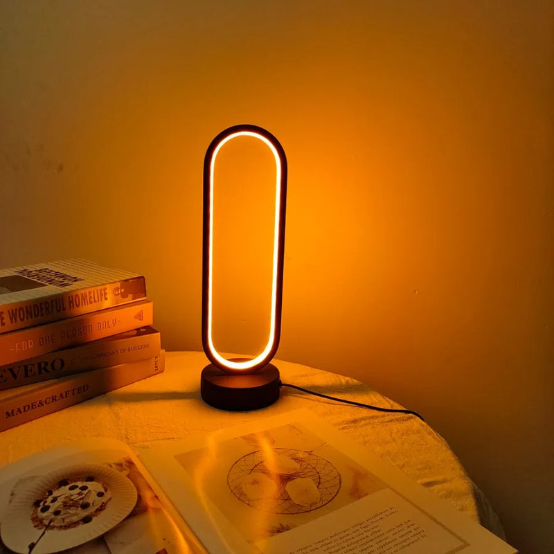 Modern LED Ring Lamp | Three-Color Dimmable Bedside Night Light - POUEV