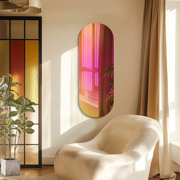 Aesthetic Rainbow Full-Length Glass Wall Mirror | Iridescent Accent Mirror for Bedroom & Living Room - POUEV