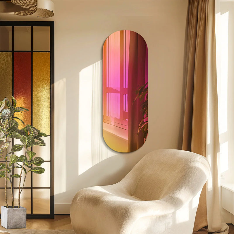 Aesthetic Rainbow Full-Length Glass Wall Mirror | Iridescent Accent Mirror for Bedroom & Living Room - POUEV