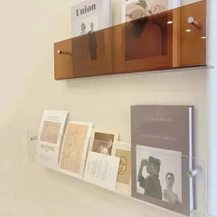 Transparent Acrylic Wall Shelf | Magazine & Book Storage Rack - POUEV