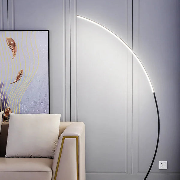 Nordic LED Corner Floor Lamp | Remote Dimmable Black & White Standing Light - POUEV