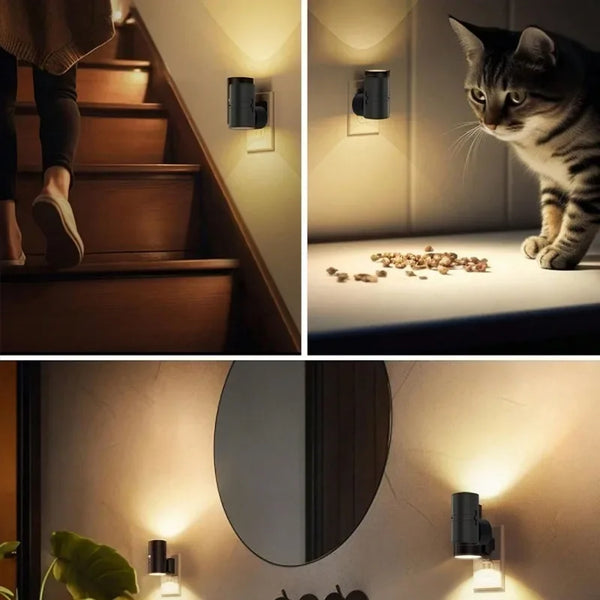 Cylindrical LED Night Light Plug-in | Modern Wall Lamp | Sensor & Adjustable Brightness - POUEV