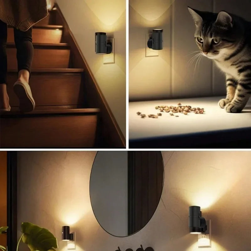 Cylindrical LED Night Light Plug-in | Modern Wall Lamp | Sensor & Adjustable Brightness - POUEV