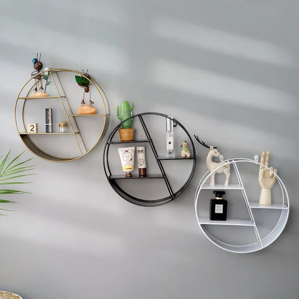 Wall-Mounted Circular Floating Shelf | Decorative Nordic Storage Rack for Plants & Décor - POUEV
