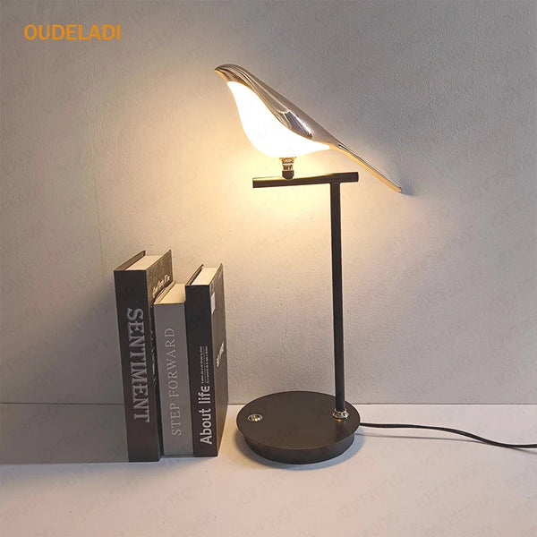 Modern LED Magpie Bird Table Lamp | Elegant Reading & Bedside Light for Home Décor - POUEV