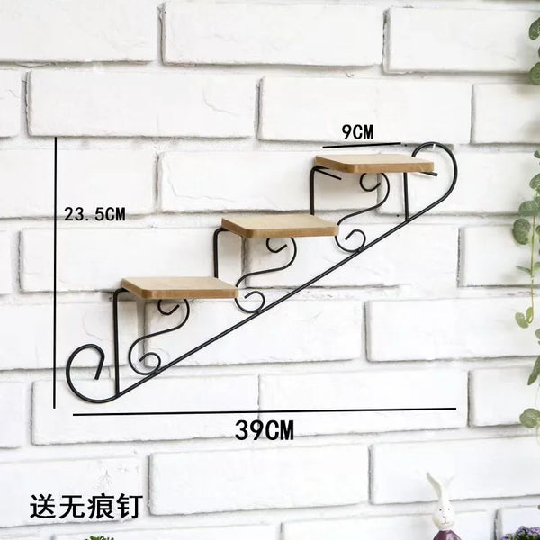 Retro Staircase Wall Shelf | Vintage Decorative Floating Shelf – Home & Garden Wall Décor - POUEV