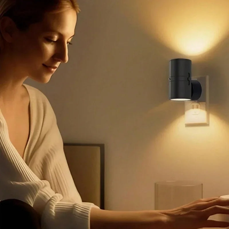 Cylindrical LED Night Light Plug-in | Modern Wall Lamp | Sensor & Adjustable Brightness - POUEV