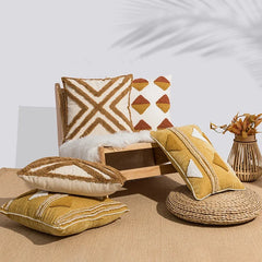 Nordic Gele Bruine Tufted Kussenhoes | Driehoekig Design | Sofa Decoratie - POUEV