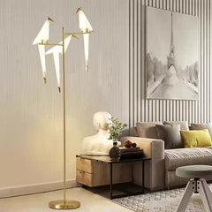 Perch Light Floor Lamp | LED Designer Gold Origami Bird Standing Lamp - POUEV