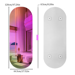 Aesthetic Rainbow Full-Length Glass Wall Mirror | Iridescent Accent Mirror for Bedroom & Living Room - POUEV