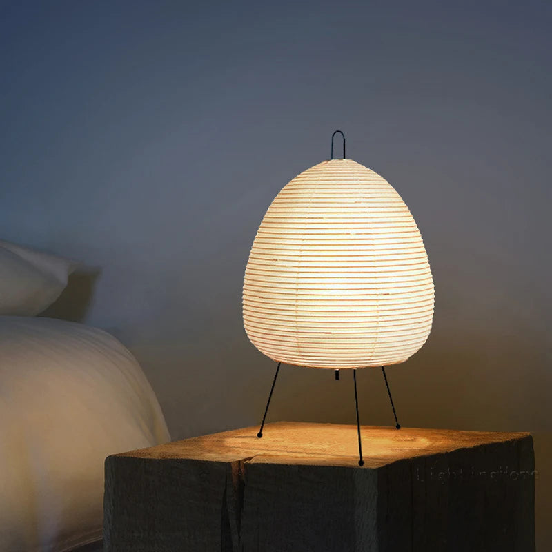 Japanese Design Akari Wabi-sabi Yong Table Lamp | Printed Rice Paper Lamp - POUEV