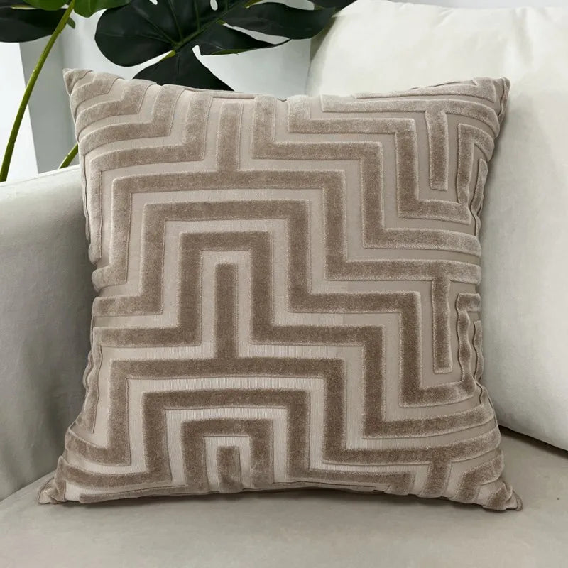 Velvet Jacquard Kussenhoes | Moderne Geometrische Luxe | Voor Sofa & Bed - POUEV