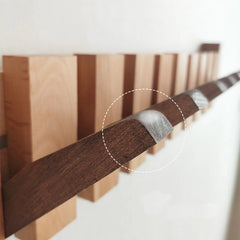 Wall-Mounted Coat Rack | Beech & Walnut Hook Hanger with Foldable Shelf | Wooden Home Decor for Bedroom Closets - POUEV