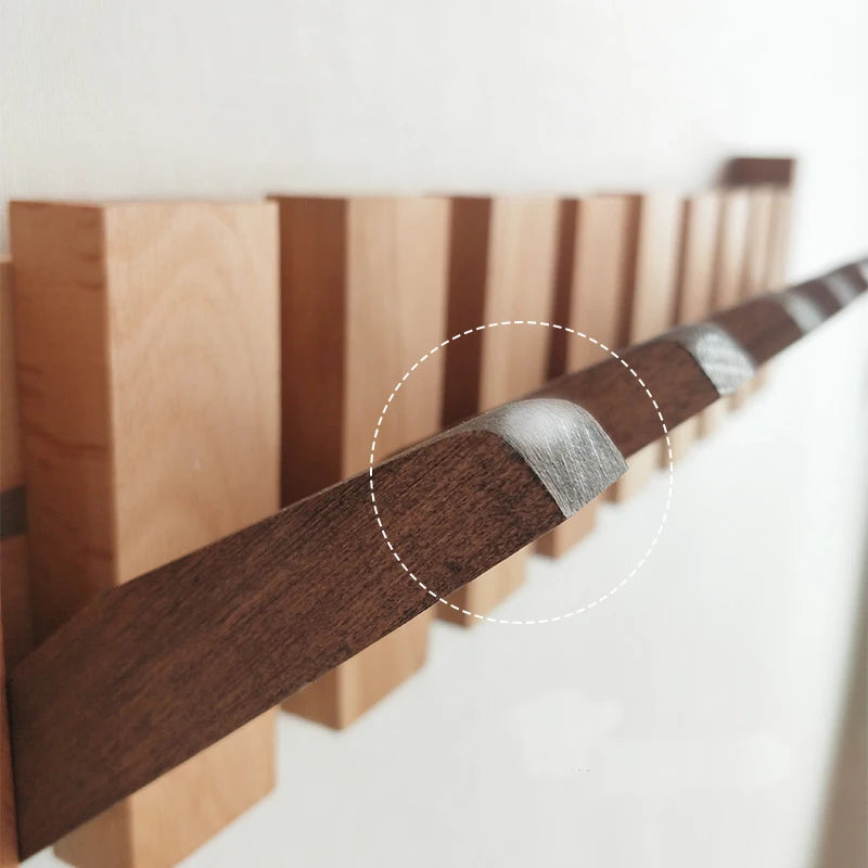 Wall-Mounted Coat Rack | Beech & Walnut Hook Hanger with Foldable Shelf | Wooden Home Decor for Bedroom Closets - POUEV