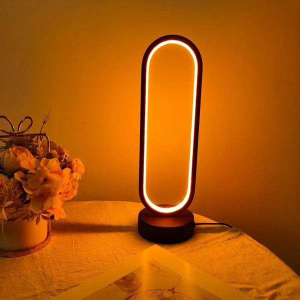 Modern LED Ring Lamp | Three-Color Dimmable Bedside Night Light - POUEV