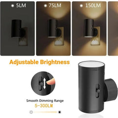 Cylindrical LED Night Light Plug-in | Modern Wall Lamp | Sensor & Adjustable Brightness - POUEV