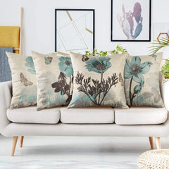 Linnen Kussenhoes Set | Bloemenmotief voor Decoratie - POUEV