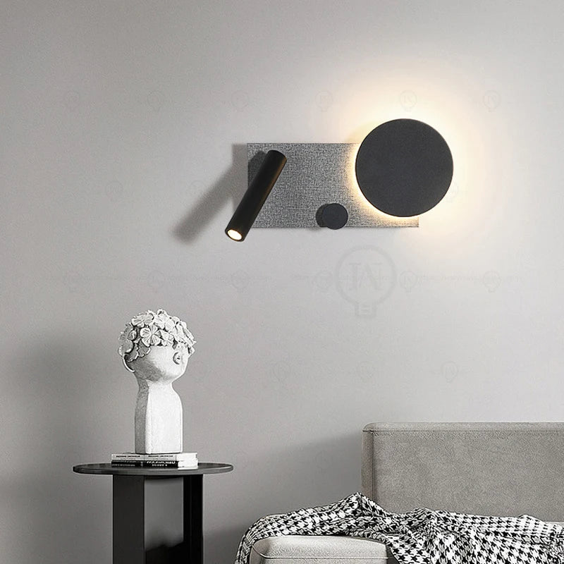 Bedroom Bedside Wall Lamp with Switch and Spotlight | Simple & Modern Nordic Creative Adjustable Angle - POUEV