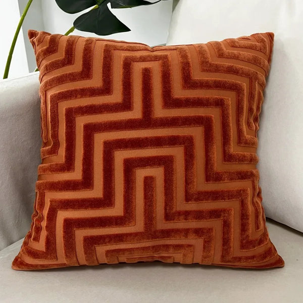 Velvet Jacquard Kussenhoes | Moderne Geometrische Luxe | Voor Sofa & Bed - POUEV